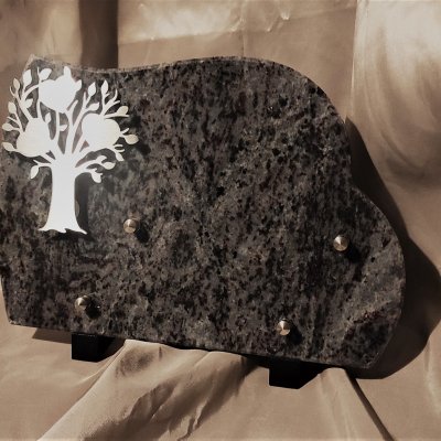 Plaque granit arbre de vie inox