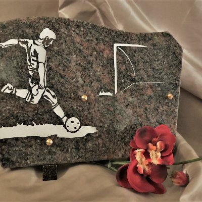 Plaque granit - footballeur