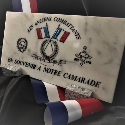 Plaque marbre blanc - Anciens Combattants